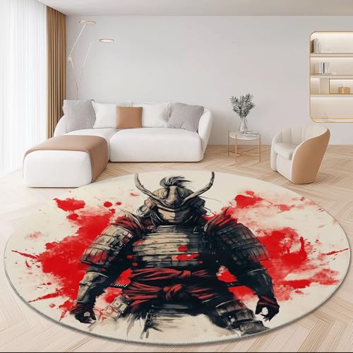 Generisch Beige Runder Teppich Wohnzimmer 180 cm rutschfest Läufer Waschbar Teppiche Kurzflor Weich Runder Läufer Spiel Krieger for Wohnzimmer Schlafzimmer Studie Heimbüro von Generisch