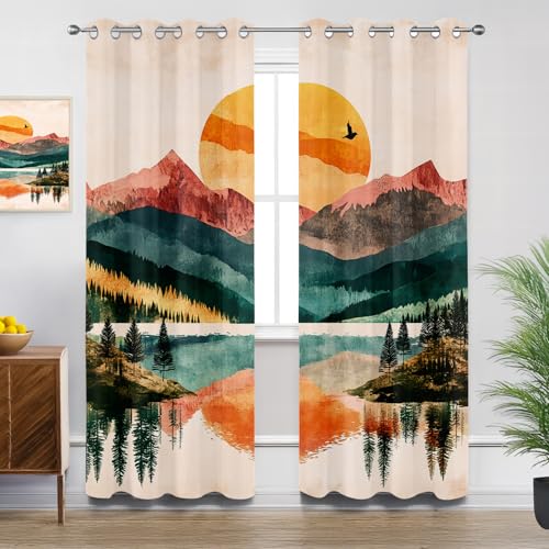 Generisch Berg Verdunklungsvorhänge - Gardinen Abstrakte böhmische Landschaft Blickdicht Vorhang mit Ösen Verdunklungsvorhänge für Wohnzimmer Schlafzimmer Dekoration - 2er Set - H220 x B140cm Generisch Berg Verdunklungsvorhänge - Gardinen Abstrakte böhmische Landschaft Blickdicht Vorhang mit Ösen Verdunklungsvorhänge für Wohnzimmer Schlafzimmer Dekoration - 2er Set - H220 x B140cm von Generisch