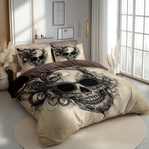 Generisch Bettbezug Bettwäsche-Setskunst Totenkopf Dekoration Mit Reißverschluss 3-Teilig Bettbezugenthält 1 Bettbezug 135 X 200 cm Und 1 Kissenbezug 80 X 80 cm Braun Atmungsaktiv Hautfreundlich Generisch Bettbezug Bettwäsche-Setskunst Totenkopf Dekoration Mit Reißverschluss 3-Teilig Bettbezugenthält 1 Bettbezug 135 X 200 cm Und 1 Kissenbezug 80 X 80 cm Braun Atmungsaktiv Hautfreundlich von Generisch