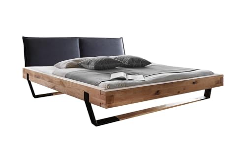 Generisch Bettgestell - 180 x 200 cm - Anthrazit - Braun - Wildeichenholz massiv geölt Generisch Bettgestell - 180 x 200 cm - Anthrazit - Braun - Wildeichenholz massiv geölt von Generisch
