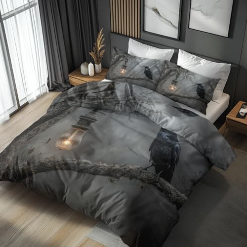 Generisch Bettwäsche 135x200 Geheimnisvoller Rabe - Schlafzimmer Deko Bettbezug 135 x 200 2tlg Vintage Dunkler Wald Gothic Muster, 1 Kissenbezug 80x80, mit Reißverschluss, Weich Mikrofaser JD#169 Generisch Bettwäsche 135x200 Geheimnisvoller Rabe - Schlafzimmer Deko Bettbezug 135 x 200 2tlg Vintage Dunkler Wald Gothic Muster, 1 Kissenbezug 80x80, mit Reißverschluss, Weich Mikrofaser JD#169 von Generisch