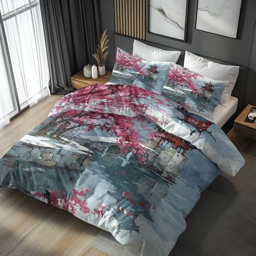 Generisch Bettwäsche 135x200 Kirschblüten Japanisch - Schlafzimmer Deko Bettbezug 135 x 200 2tlg Chinesische Kunst Landschaft Muster, 1 Kissenbezug 80x80, mit Reißverschluss, Weich Mikrofaser JD#84 Generisch Bettwäsche 135x200 Kirschblüten Japanisch - Schlafzimmer Deko Bettbezug 135 x 200 2tlg Chinesische Kunst Landschaft Muster, 1 Kissenbezug 80x80, mit Reißverschluss, Weich Mikrofaser JD#84 von Generisch