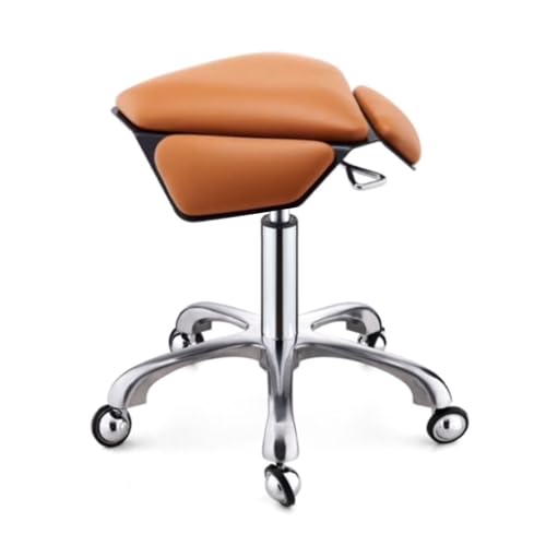 Generisch Beweglicher Sattelhocker,ergonomischer Hocker Mit Rädern,pneumatischer Drehsattelstuhl,verstellbar Von 43 Bis 57 cm for Das Home-Office,den Salon,das Geschäft(Orange,Style 1) von Generisch