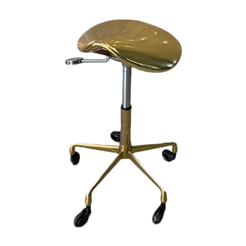 Generisch Beweglicher Sattelstuhl,ergonomischer Sattelhocker,drehbarer Sattelhocker Mit Spiegel, Um 360 ° Drehbare Räder Und Einstellbare Höhe for Das Home-Office-Salon(Gold) von Generisch