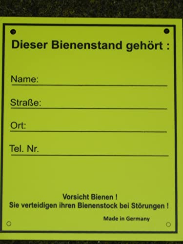 Generisch Bienenstand-Schild Adresse 12,5x15 cm, lichtfest.Imker Imkerei Warnschild Bienenstand Generisch Bienenstand-Schild Adresse 12,5x15 cm, lichtfest.Imker Imkerei Warnschild Bienenstand von Generisch