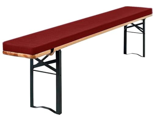 Generisch Bierbankauflagen 220x25 180x25 170x23 110x 25 Outdoor Gepolstert für Bierzeltgarnitur, Leinengewebe, mit Reißverschluss(Burgund,110x40x3cm) von Generisch