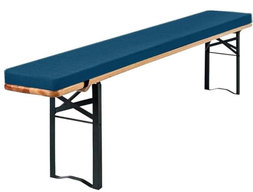 Generisch Bierbankauflagen 220x25 180x25 170x23 110x 25 Outdoor Gepolstert für Bierzeltgarnitur, Leinengewebe, mit Reißverschluss(Dunkelblau,220x28x3cm) von Generisch