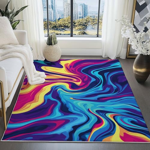 Generisch Blau Lila Teppich 160x230 cm rutschfest und waschbar, Abstrakt Wirbel Linien Druck Teppich für Dekoration Schlafzimmer Kinderzimmer Wohnzimmer Kurzflor Läufer Generisch Blau Lila Teppich 160x230 cm rutschfest und waschbar, Abstrakt Wirbel Linien Druck Teppich für Dekoration Schlafzimmer Kinderzimmer Wohnzimmer Kurzflor Läufer von Generisch
