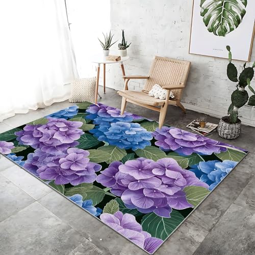 Generisch Blau Lila Teppich 180x240 cm rutschfest und waschbar, Pflanzen Hortensien Druck Teppich für Dekoration Schlafzimmer Kinderzimmer Wohnzimmer Kurzflor Läufer Generisch Blau Lila Teppich 180x240 cm rutschfest und waschbar, Pflanzen Hortensien Druck Teppich für Dekoration Schlafzimmer Kinderzimmer Wohnzimmer Kurzflor Läufer von Generisch