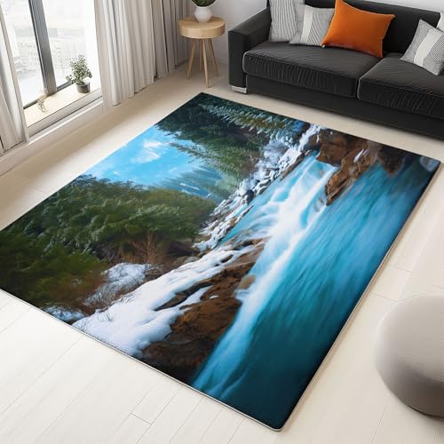 Generisch Blau Teppich Wohnzimmer, Kurzflor Waschbarer Teppich, Super Weich rutschfest Matte Natürliche Landschaft Waldbach, Strapazierfähig und Nicht Fusselnd für Schlafzimmer Esszimmer, 80 x 150 cm Generisch Blau Teppich Wohnzimmer, Kurzflor Waschbarer Teppich, Super Weich rutschfest Matte Natürliche Landschaft Waldbach, Strapazierfähig und Nicht Fusselnd für Schlafzimmer Esszimmer, 80 x 150 cm von Generisch