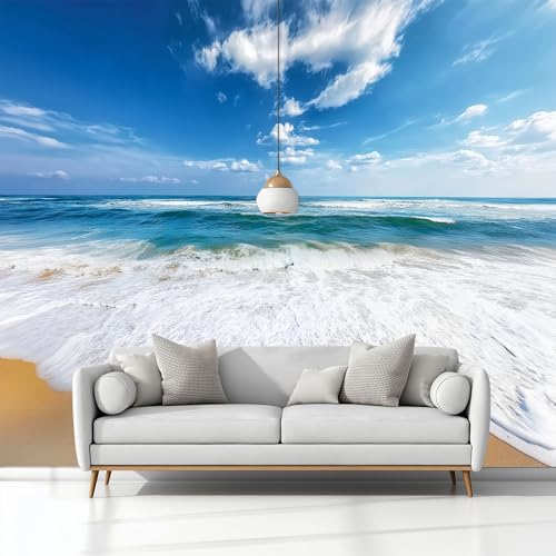 Generisch Blau Wandtapete Dekoration Wandbild, 300 x 210 cm (B x H) Panorama Vliestapete Natur Küste Strand - für Wohnzimmer Schlafzimmer Kinderzimmer Wanddekoration von Generisch