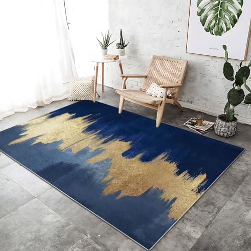 Generisch Blau Waschbarer Teppich 60x90 cm mit Eleganz Pinselstriche Farbblöcke Muster, klein rutschfest Läufer - Weicher Kurzflor Teppich für Wohnzimmer Schlafzimmer Esszimmer Büro Generisch Blau Waschbarer Teppich 60x90 cm mit Eleganz Pinselstriche Farbblöcke Muster, klein rutschfest Läufer - Weicher Kurzflor Teppich für Wohnzimmer Schlafzimmer Esszimmer Büro von Generisch