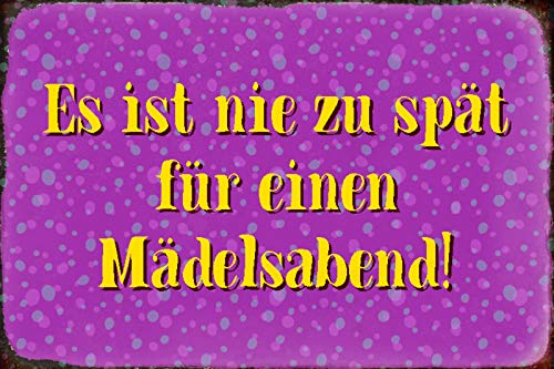 Generisch Blechschild 20x30cm Es ist nie zu spät für EIN Mädels Abend Spruch Tafel von Generisch