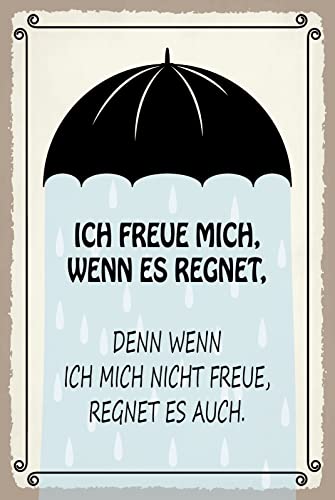 Generisch Blechschild 20x30cm Ich Freue Mich wenn es Regnet Spruch Lustig Tafel von Generisch