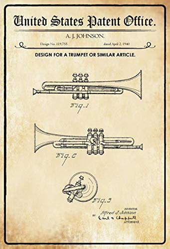 Generisch Blechschild Patent Entwurf Trompete Johnson Schild Blechschild Metallschild tin Sign 20c30 cm Generisch Blechschild Patent Entwurf Trompete Johnson Schild Blechschild Metallschild tin Sign 20c30 cm von Generisch