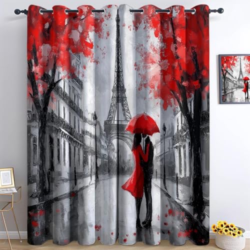 Generisch Blickdicht Vorhang Ösenschal Verdunkelungsvorhang 3D Retro Eiffelturm Paar Gardinen Kinderzimmer Wohnzimmer Thermovorhang Polyester Vorhänge 183 x 117 cm 2Er Set Generisch Blickdicht Vorhang Ösenschal Verdunkelungsvorhang 3D Retro Eiffelturm Paar Gardinen Kinderzimmer Wohnzimmer Thermovorhang Polyester Vorhänge 183 x 117 cm 2Er Set von Generisch