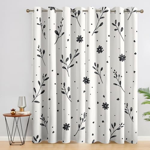 Generisch Blumen Vorhänge mit Ösen, H 166 x B 75, 2er Set - Blumen Botanisch Einfach Motiv Gardinen Wohnzimmer Schlafzimmer Deko, Fenster Vorhang Blickdicht Blackout Curtain （NA186） von Generisch