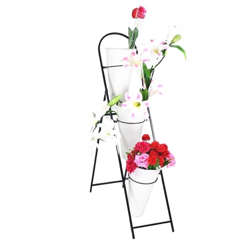Generisch Blumenregal-Präsentationsleiter, schmiedeeiserner Pflanzenpräsentationsständer, Faltbarer Floristen-Dekorationsständer mit 3 Plastikeimern, Blumentopfhalter für drinnen und draußen Generisch Blumenregal-Präsentationsleiter, schmiedeeiserner Pflanzenpräsentationsständer, Faltbarer Floristen-Dekorationsständer mit 3 Plastikeimern, Blumentopfhalter für drinnen und draußen von Generisch