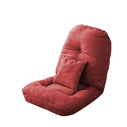 Generisch Bodenstuhl, klappbarer Sitzkissen-Stützstuhl, Lounge-Sofa mit Verstellbarer Rückenlehne für Heimbüro-Meditation, Abnehmbarer Bezug, 8 Farben (Farbe: Rot, Größe: 58 x 58 x 65 cm) von Generisch