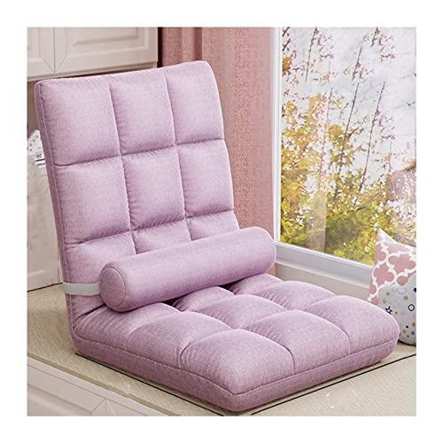 Generisch Bodenstuhl, winkelverstellbarer Liegestuhl mit Kissen, gepolstertes Schlafsofa mit Rückenstütze zum Lesen, Balkon, Wohnzimmer (Farbe: Rosa, Größe: 42 x 48 x 48 cm) von Generisch