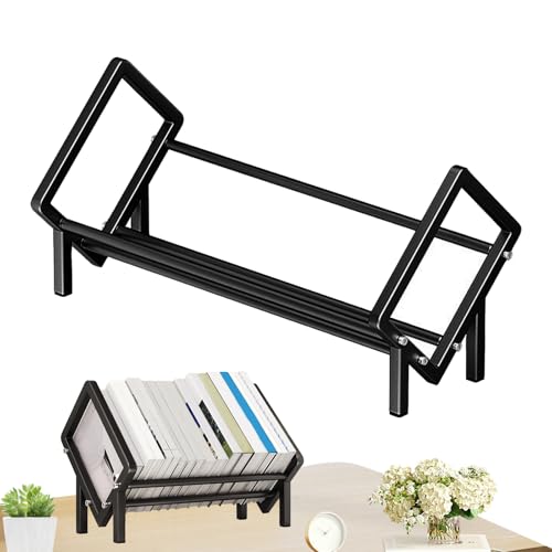 Generisch Bookshelf Bookcase - Office Desk Organizer | Wooden Desktop Bookshelf Carbon Steel Tilting Tabletop Bookcase Storage Organizer Generisch Bookshelf Bookcase - Office Desk Organizer | Wooden Desktop Bookshelf Carbon Steel Tilting Tabletop Bookcase Storage Organizer von Generisch