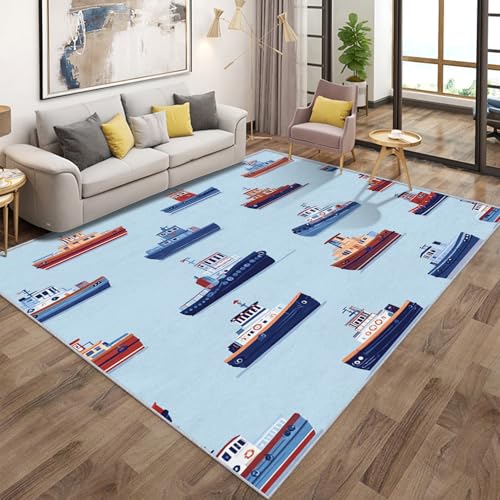 Generisch Boot Teppich Wohnzimmer Schlafzimmer, Teppich Segelboot Nautisch Kinder Kurzflor & Waschbarer & rutschfest & Weich Flanell Teppiche Kinderzimmer 200x250cm Generisch Boot Teppich Wohnzimmer Schlafzimmer, Teppich Segelboot Nautisch Kinder Kurzflor & Waschbarer & rutschfest & Weich Flanell Teppiche Kinderzimmer 200x250cm von Generisch