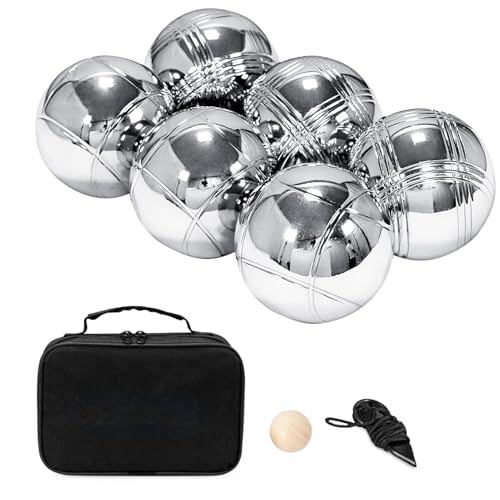 Generisch Boule Set | Boccia Kugeln Outdoor | Petanquee Metallkugeln Für Freizeitspiele | Robustes Kugelspiel Komplettset Mit Tragetasche Für Garten Strrand Ausflüge Familienpicknick Sommerurlaub von Generisch