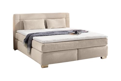 Generisch Boxspringbett - 180 x 200 cm - Beige - Chenille - mit Topper von Generisch