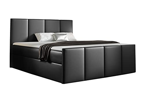 Generisch Boxspringbett SARA für Schlafzimme (Schwarzes - Kunstleder Madryt 9100, 160 x 200) von Generisch