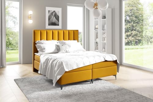 Generisch Boxspringbett Sofia 160x200 Doppelbett mit 2 Bettkästen H3 Matratze und Topic Schlafzimmerbett in Matt Velvet 48. von Generisch
