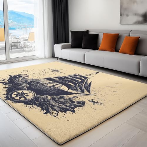 Generisch Braun Teppich Retro-Poster Boot Kompass Wohnzimmer Teppich 60 x 90 cm rutschfest Flanell Teppiche, für Flur Schlafzimmer Küche Korridor Wohnkultur Fußmatte Generisch Braun Teppich Retro-Poster Boot Kompass Wohnzimmer Teppich 60 x 90 cm rutschfest Flanell Teppiche, für Flur Schlafzimmer Küche Korridor Wohnkultur Fußmatte von Generisch