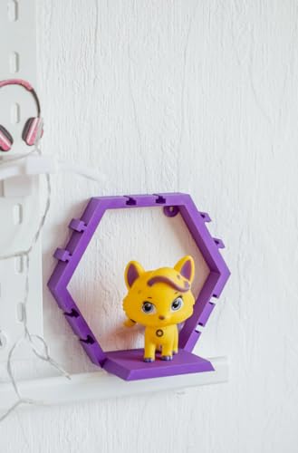 Generisch Brick Headz Abschließbares Wandregal 3er Set – Präsentationsregal für Figuren (z.B. Funko POP) (Lila) von Generisch