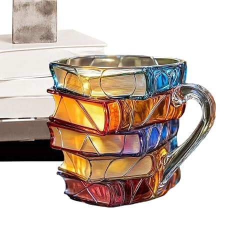 Generisch Buchbecher - Kaffee Reisebech | Isolierte Kaffeetassen | Vintage 3D Handgefertigtes Buchglasbierbecher | Farbiger Hitzebeständige Trinksaftgläser | Küchenbedarf Für Whisky -Bier -Cocktails von Generisch