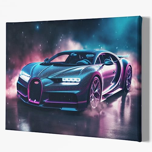 Generisch Bugatti Sportwagen Leinwandbild - Canvas 2cm Keilrahmen - Auto Sportwagen Kunstdruck Illustration Wandbild (40x30 cm) von Generisch