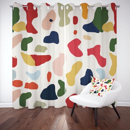 Generisch Bunt Geometrie Vorhang mit Ösen Abstrakte Malerei Gardinen für Balkontür, Wohnzimmer Schlafzimmer Vorhänge Blackout H280 x B175 cm (2er Pack) von Generisch