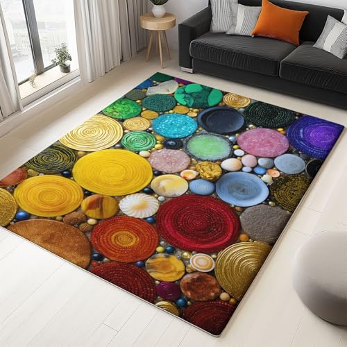 Generisch Bunt Waschbarer Teppich 180 x 240 cm, Design Elemente Edelstein Kurzflor Extra Weich Pflegeleicht Teppiche rutschfest Fusselfrei Läufer für Wohnzimmer Schlafzimmer Küche Generisch Bunt Waschbarer Teppich 180 x 240 cm, Design Elemente Edelstein Kurzflor Extra Weich Pflegeleicht Teppiche rutschfest Fusselfrei Läufer für Wohnzimmer Schlafzimmer Küche von Generisch