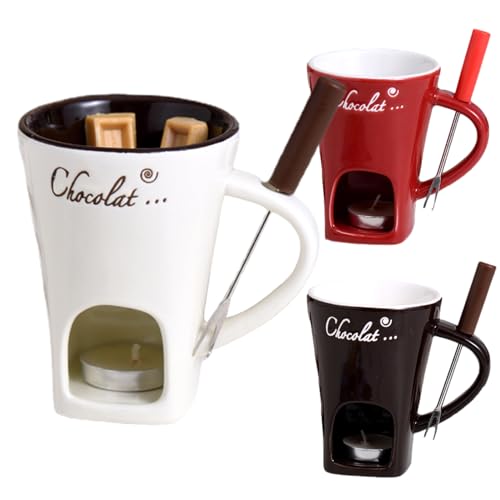 Generisch Butterwärmer-Set, Schokoladen Fondue Becher, 130ml Keramik Butterwärmer, Niedlicher Schokoladen Fondue Becher Für Buffets, Kreativer Becher Für Käse Schokoladeneis von Generisch