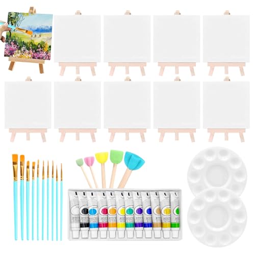 Generisch Canvas Painting Kit - 10-teiliges Kunstmalerei Leinwand Zubehör Paket - Tragbar Waschbar Bastelset Für Kinder Erwachsene Zuhause Unterricht Party von Generisch
