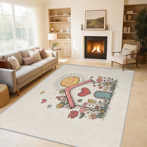 Generisch Cartoon Haus Teppich Wohnzimmer 200x230, Kurzflor Teppich Schlafzimmer Süße Blumen Kawaii Kinder Wohnzimmerteppich Groß, Weich Flanell - Antirutsch Carpet H-1 Generisch Cartoon Haus Teppich Wohnzimmer 200x230, Kurzflor Teppich Schlafzimmer Süße Blumen Kawaii Kinder Wohnzimmerteppich Groß, Weich Flanell - Antirutsch Carpet H-1 von Generisch