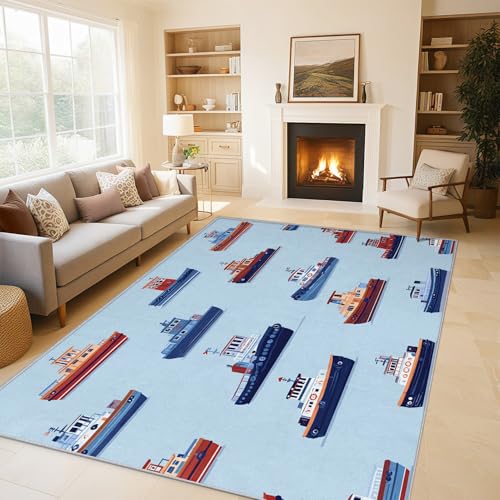 Generisch Cartoon Schiff Teppich Wohnzimmer, Jungen Kinder Deko für Schlafzimmer, Waschbarer Teppich 200x280 cm, Anti Rutsch, Kurzflor C&J33 Generisch Cartoon Schiff Teppich Wohnzimmer, Jungen Kinder Deko für Schlafzimmer, Waschbarer Teppich 200x280 cm, Anti Rutsch, Kurzflor C&J33 von Generisch