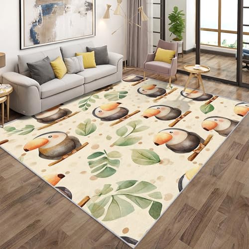 Generisch Cartoon Tukan Teppich Wohnzimmer 140x200, Kurzflor Teppich Schlafzimmer Vogel Süße Tier Kinder Wohnzimmerteppich Groß, Weich Flanell - Antirutsch Carpet H-4 Generisch Cartoon Tukan Teppich Wohnzimmer 140x200, Kurzflor Teppich Schlafzimmer Vogel Süße Tier Kinder Wohnzimmerteppich Groß, Weich Flanell - Antirutsch Carpet H-4 von Generisch