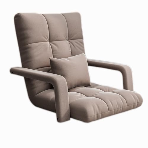 Generisch Chaiselongue-Sofa, 5-Winkel-Verstellbarer Liegestuhl mit Armlehnen, klappbare Bodenliege mit Kissen für Wohnzimmer, Büro (Farbe: Braun, Größe: 25,2 x 17,7 x 17,7 Zoll) von Generisch