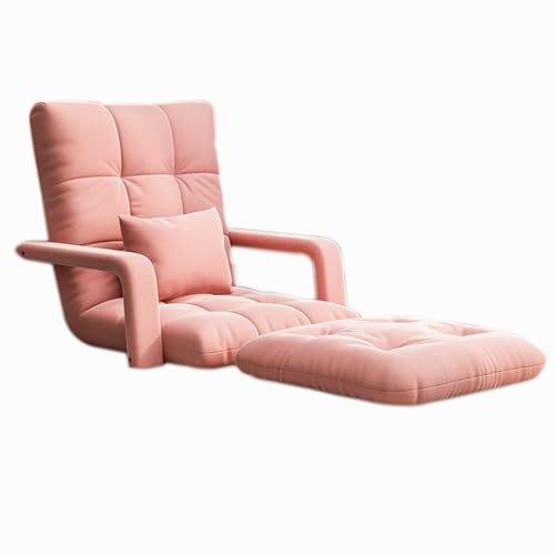 Generisch Chaiselongue-Sofa, 5-Winkel-Verstellbarer Liegestuhl mit Armlehnen, klappbare Bodenliege mit Kissen für Wohnzimmer, Büro (Farbe: Pink-a, Größe: 25,2 x 17,7 x 17,7 Zoll) von Generisch