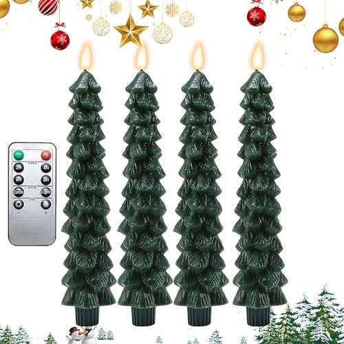 Generisch Christbaum Flammenlose Kerzen,Batteriebetriebene LED Stumpenkerzen - Heimdekorationsbeleuchtung Zubehör für Kamin Wohnung Hochzeit Esstisch Wohnzimmer Restaurant von Generisch
