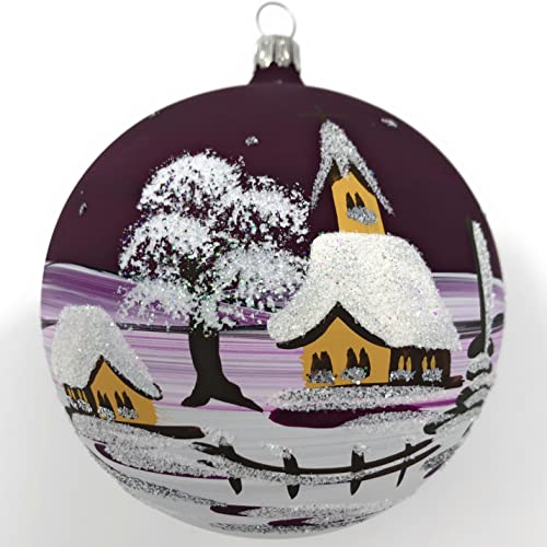 Generisch Christbaumkugel Medium Glaskugel Weihnachtskugel Baumbehang Handarbeit Lauscha, voll - brombeer von Generisch