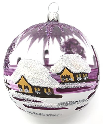 Generisch Christbaumkugel Midi Glas-Kugel Weihnachtskugel Baumbehang Handarbeit Lauscha, transparent - brombeer von Generisch