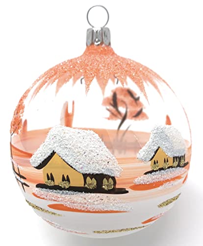 Generisch Christbaumkugel Midi Glas-Kugel Weihnachtskugel Baumbehang Handarbeit Lauscha, transparent - orange von Generisch