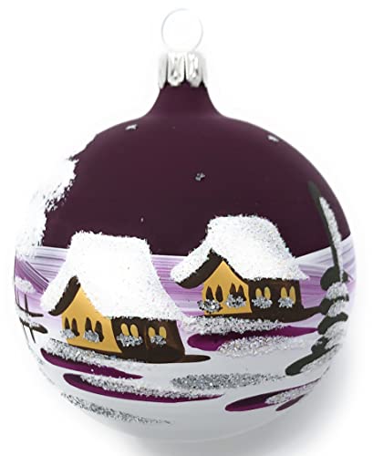 Generisch Christbaumkugel Midi Glas-Kugel Weihnachtskugel Baumbehang Handarbeit Lauscha, voll - brombeer von Generisch