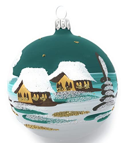 Generisch Christbaumkugel Midi Glas-Kugel Weihnachtskugel Baumbehang Handarbeit Lauscha, voll - dunkelgrün von Generisch