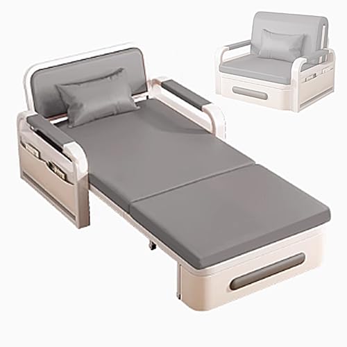 Generisch Couchbett Schlafsofa mit Aufbewahrungsbox und Rollen, 2-in-1 umwandelbar, Massivholzrahmen, faltbar für Zuhause und Büro, inklusive Kissen von Generisch